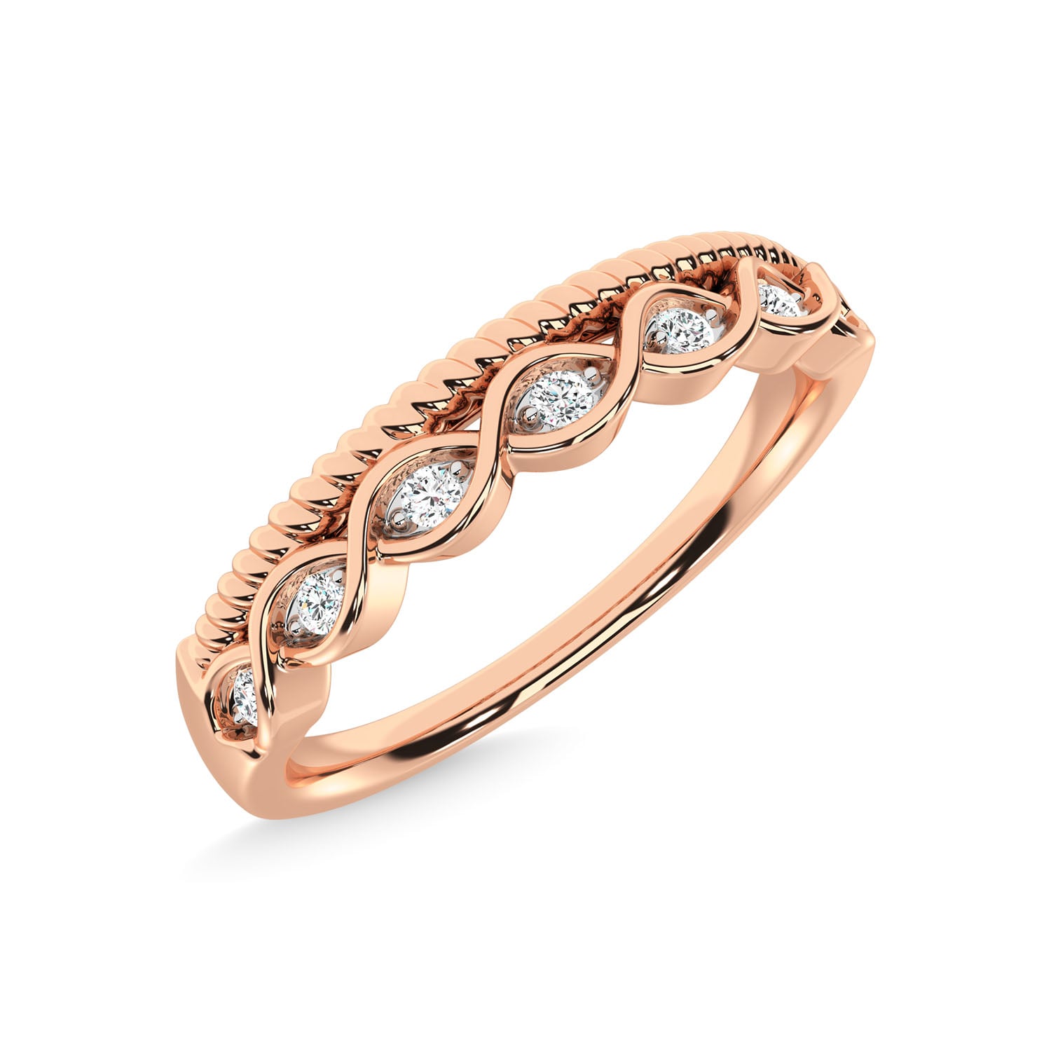 14K Rose Gold Diamond 1/20 Ct.Tw. Stackable Band
