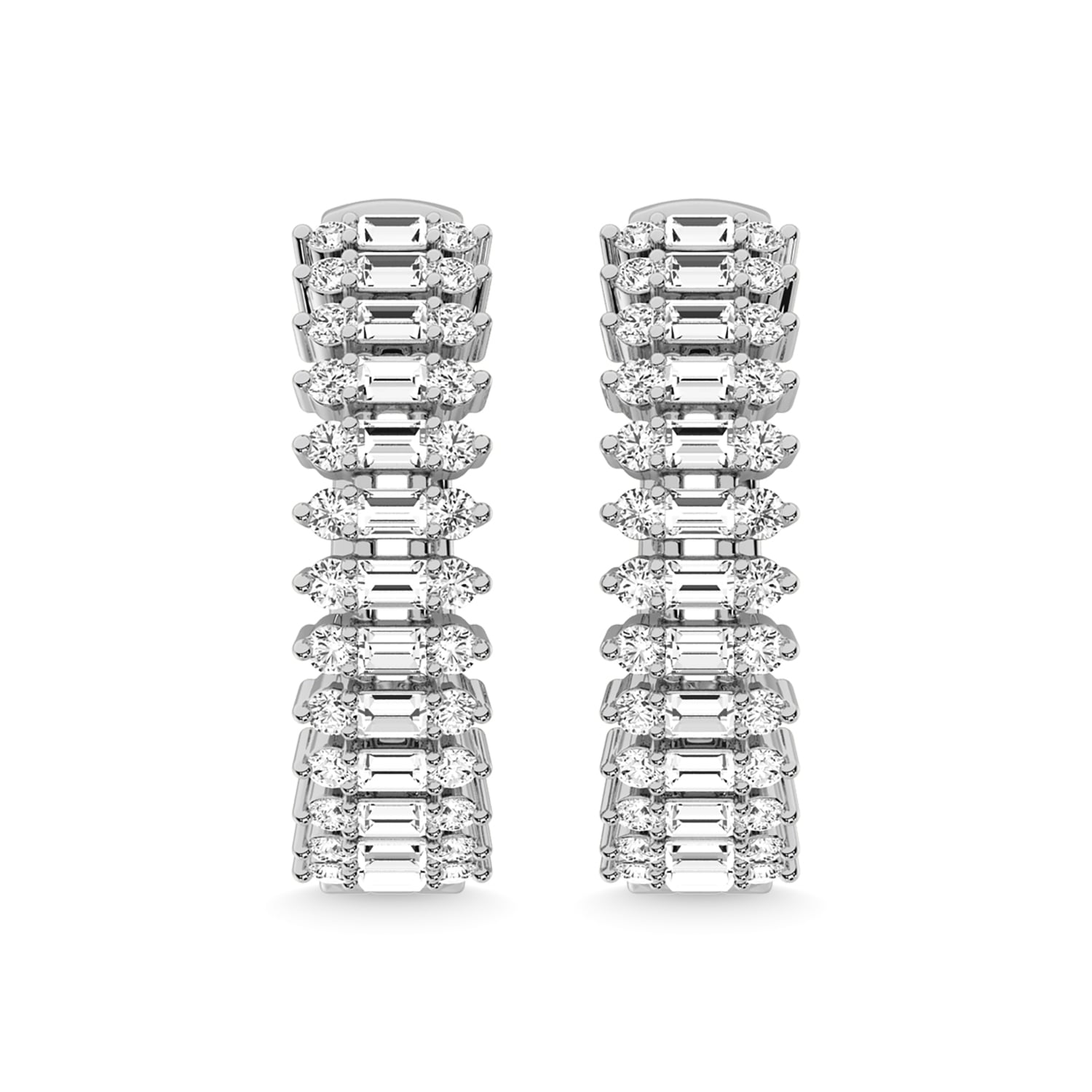 14K White Gold Diamond 3/4 Ct.Tw. Hoop Earrings