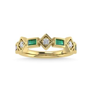 14K Yellow Gold Emerald & Diamond 3/4 Ct.Tw. Band