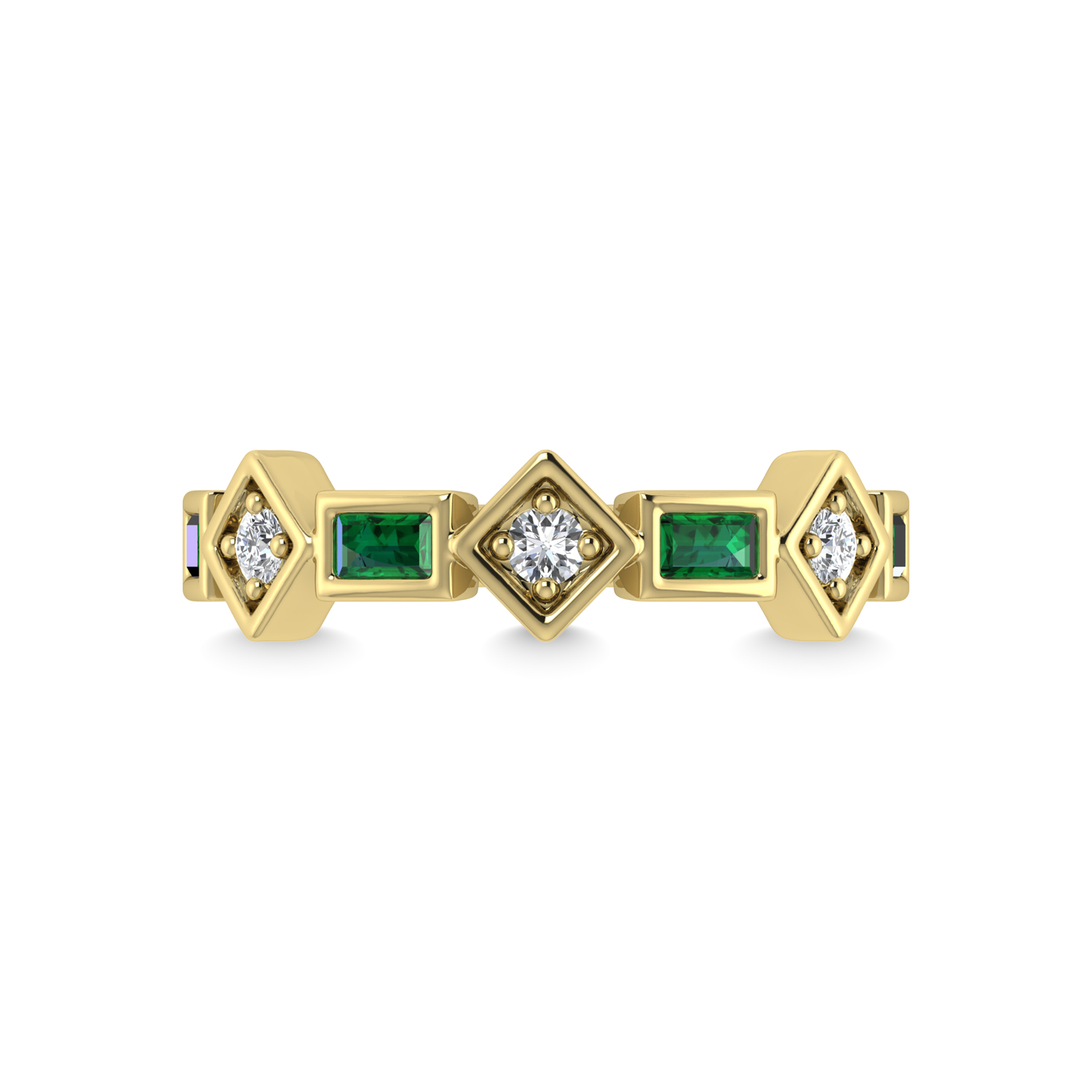 14K Yellow Gold Emerald & Diamond 3/4 Ct.Tw. Band