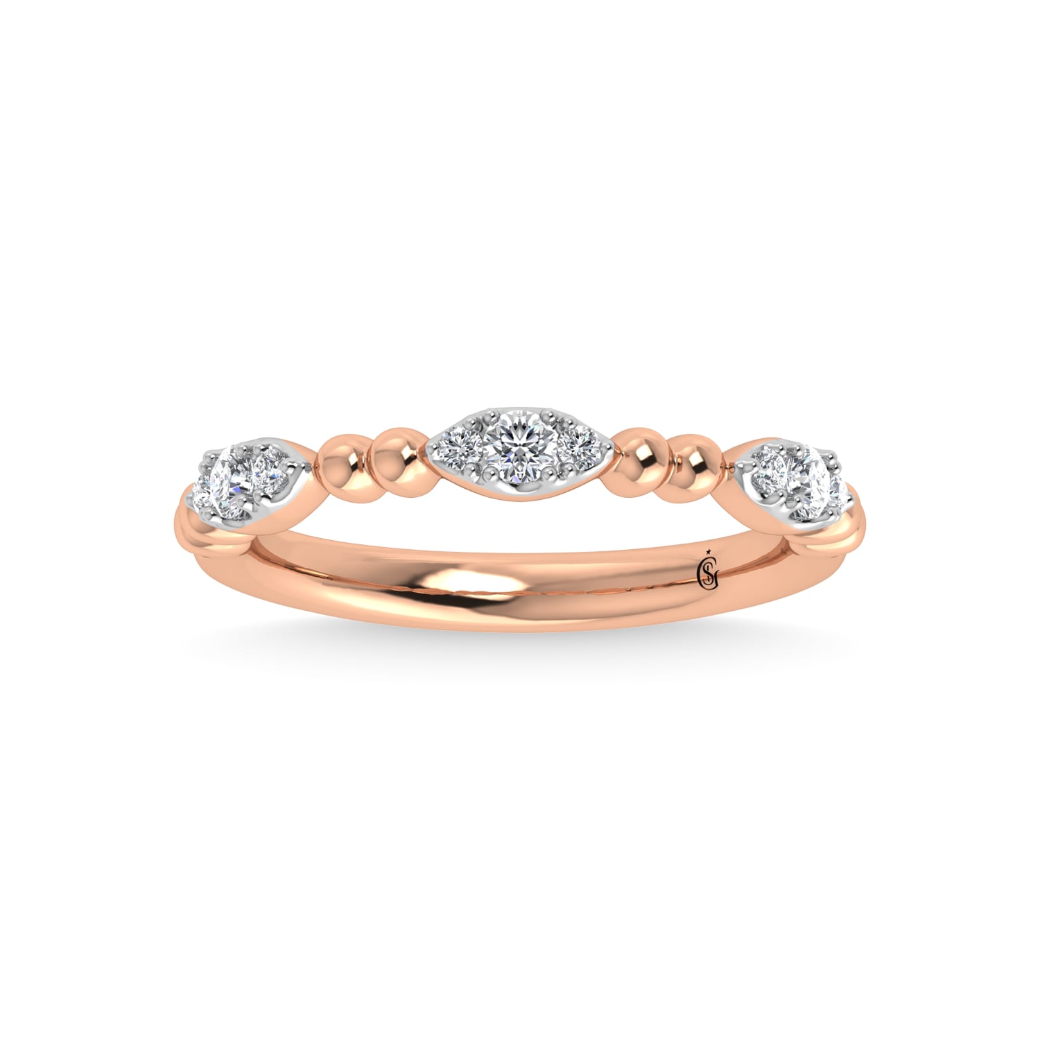 10K Rose Gold Diamond 1/5 Ct.Tw. Stackable Band