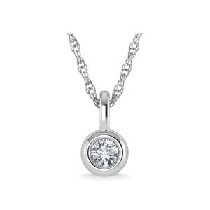 14K White Gold Diamond 1/20 Ct.Tw. Solitaire Pendant