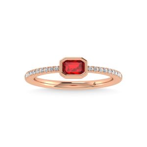 14K Rose Gold Diamond 3/8 Ct.Tw. And Ruby Ring