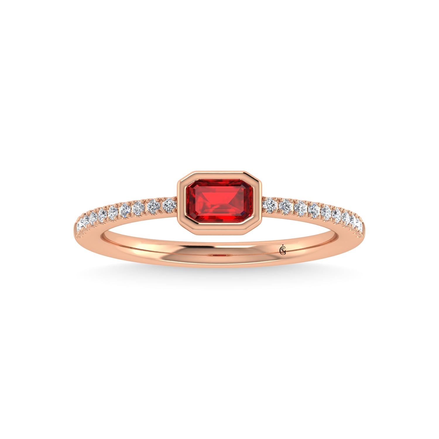 14K Rose Gold Diamond 3/8 Ct.Tw. And Ruby Ring