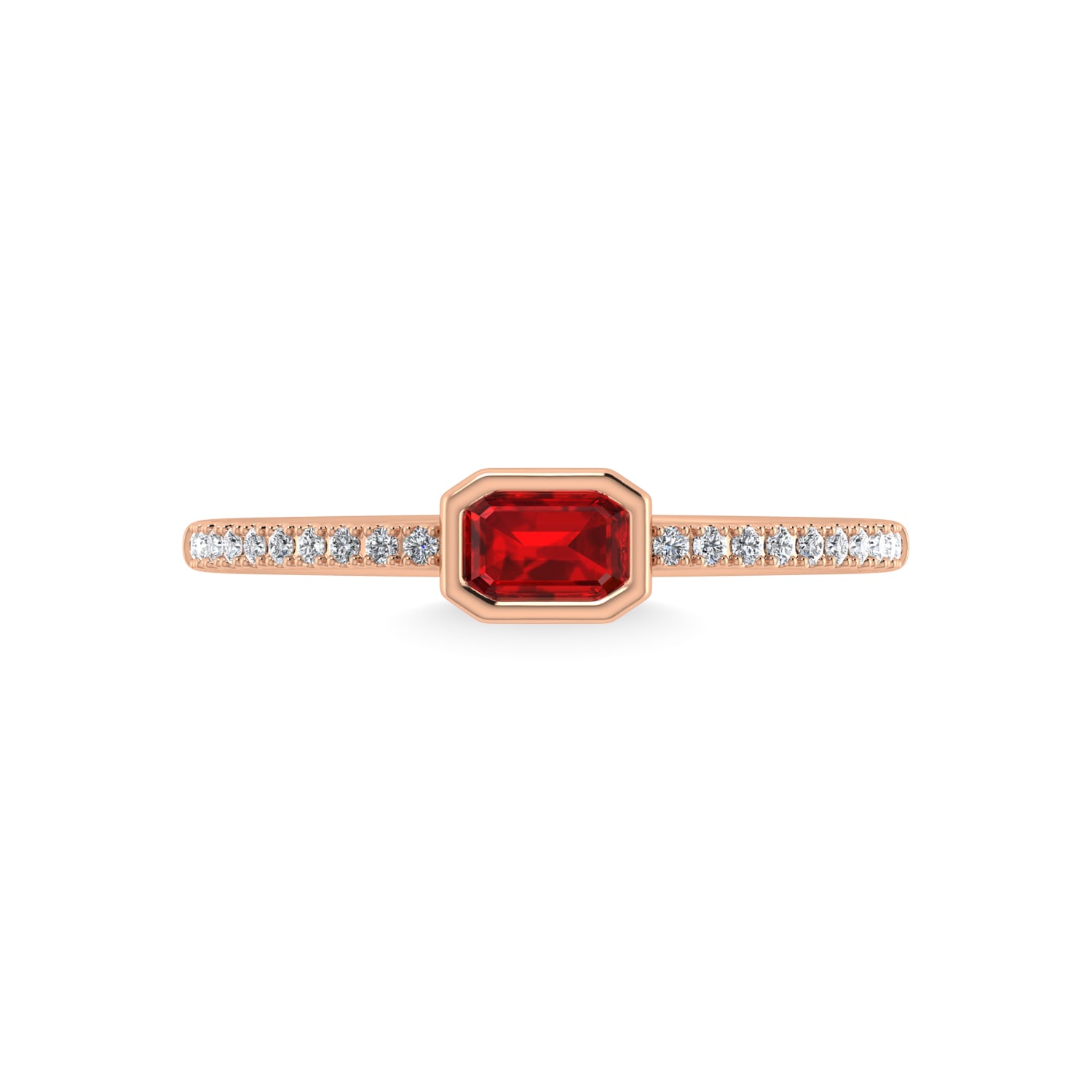 14K Rose Gold Diamond 3/8 Ct.Tw. And Ruby Ring