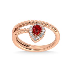 14K Rose Gold 5/8 Ct.Tw. Diamond and  Ruby Fashion Ring
