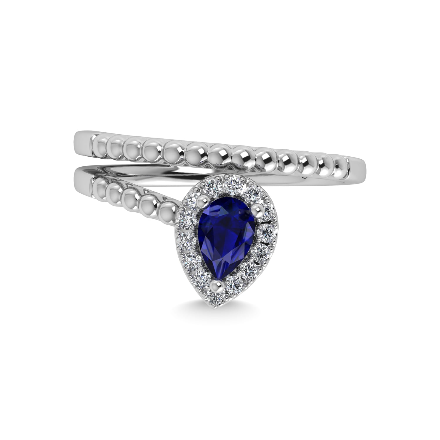 14K White Gold 5/8 Ct.Tw. Diamond and Blue Sapphire Fashion Ring