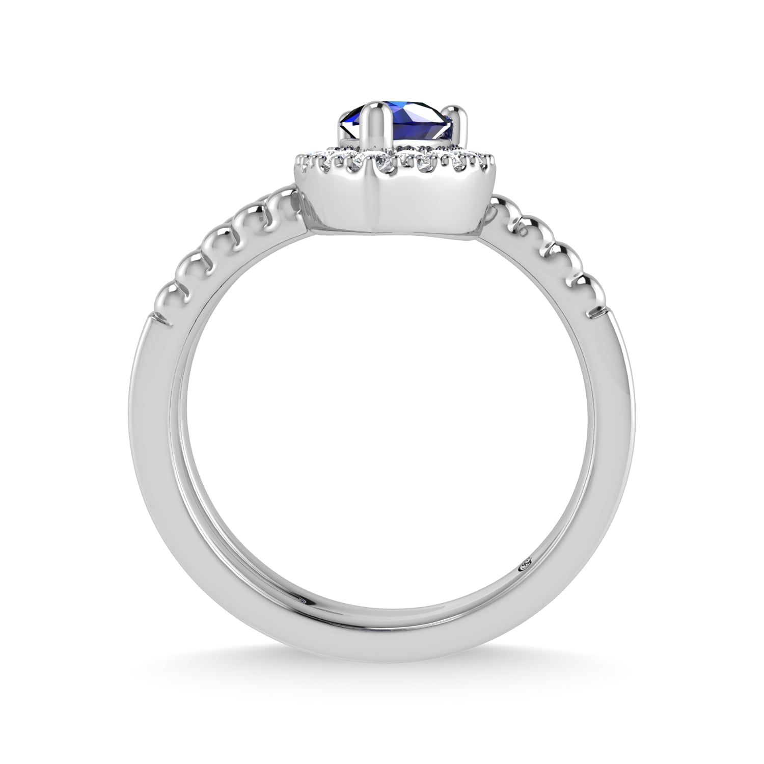 14K White Gold 5/8 Ct.Tw. Diamond and Blue Sapphire Fashion Ring