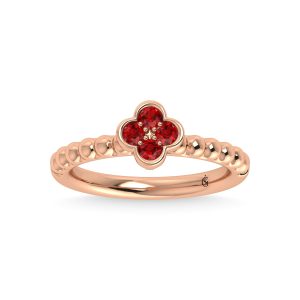 14K Rose Gold 1/3 Ct.Tw. Diamond and Ruby Fashion Ring