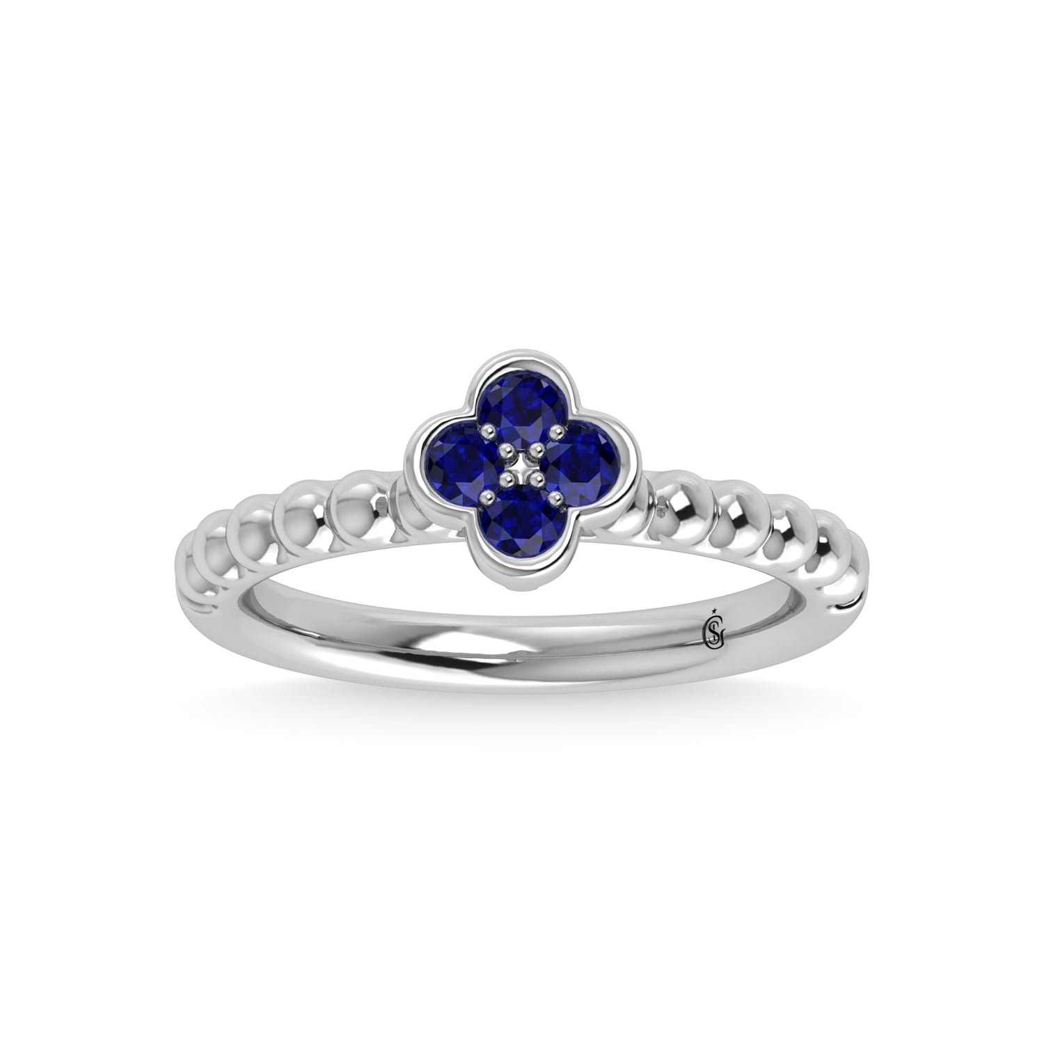 14K White Gold 1/3 Ct.Tw. Diamond and Blue Sapphire Fashion Ring