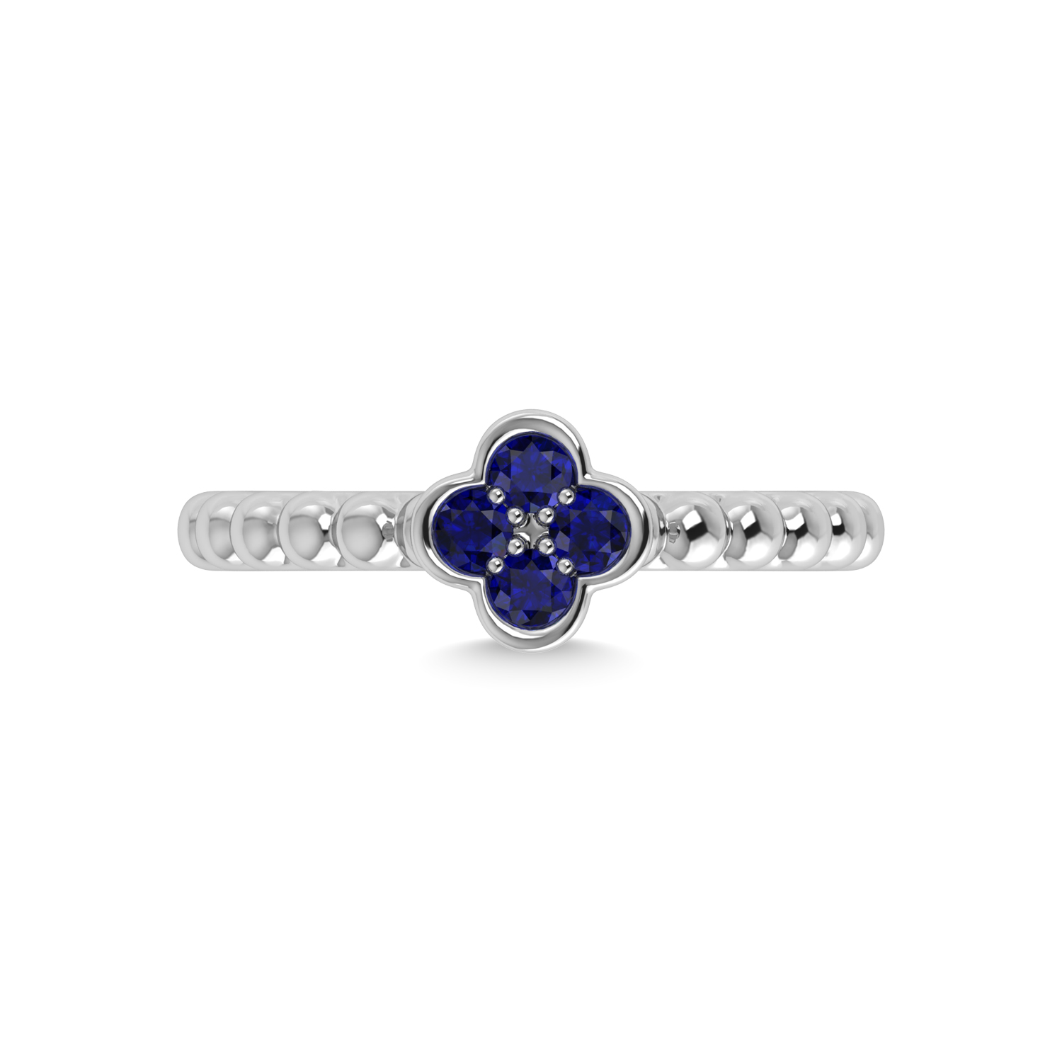 14K White Gold 1/3 Ct.Tw. Diamond and Blue Sapphire Fashion Ring