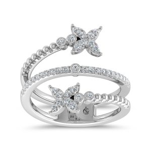 14K White Gold Diamond 1/4 Ct.Tw Bypass Ring