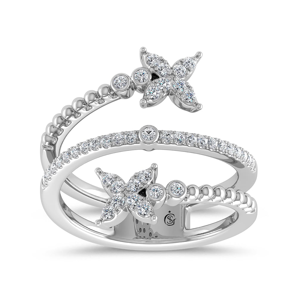 14K White Gold Diamond 1/4 Ct.Tw Bypass Ring