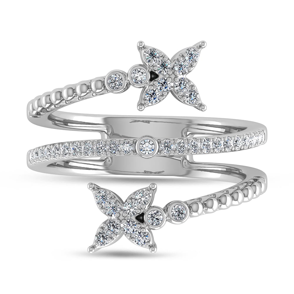 14K White Gold Diamond 1/4 Ct.Tw Bypass Ring