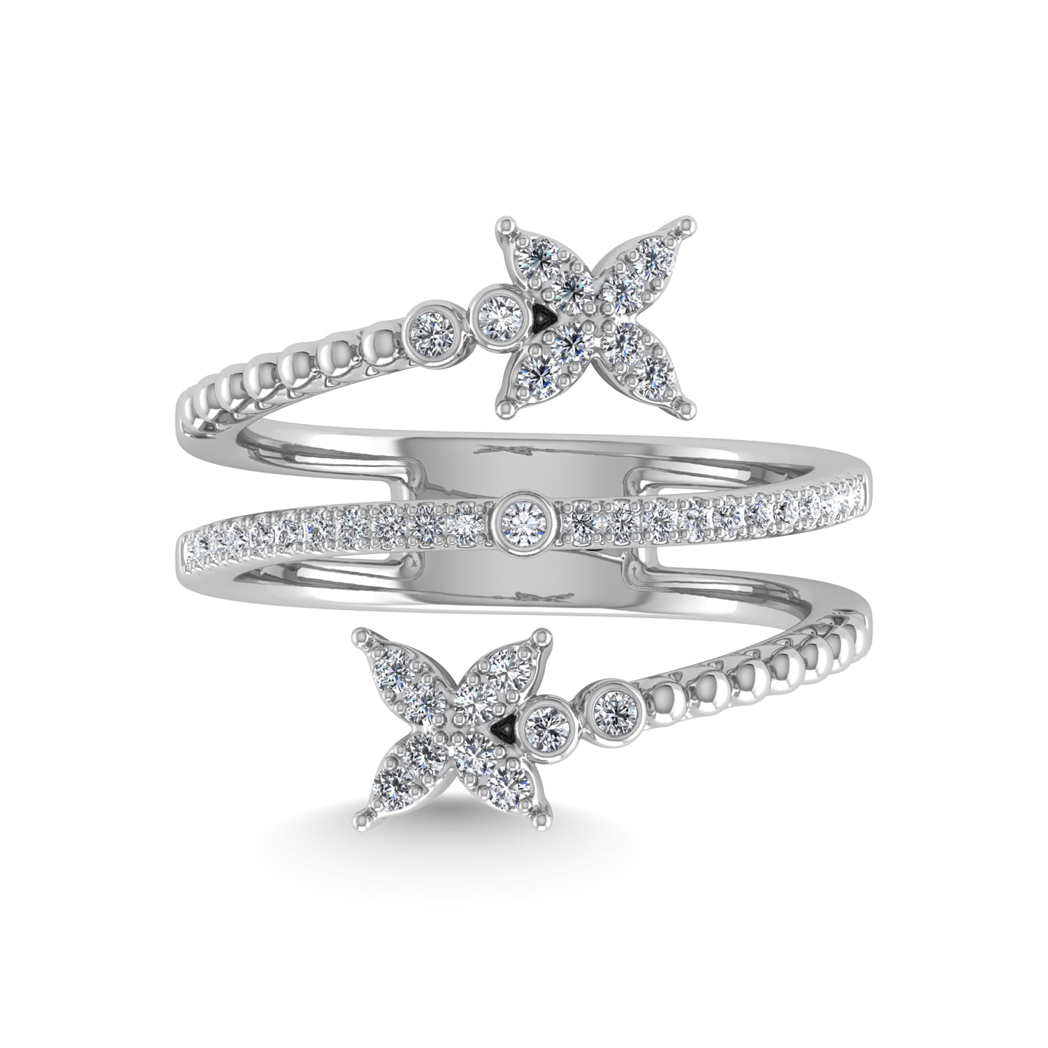 14K White Gold Diamond 1/4 Ct.Tw Bypass Ring