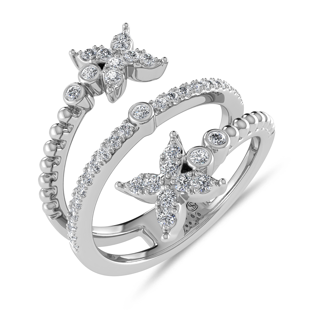14K White Gold Diamond 1/4 Ct.Tw Bypass Ring