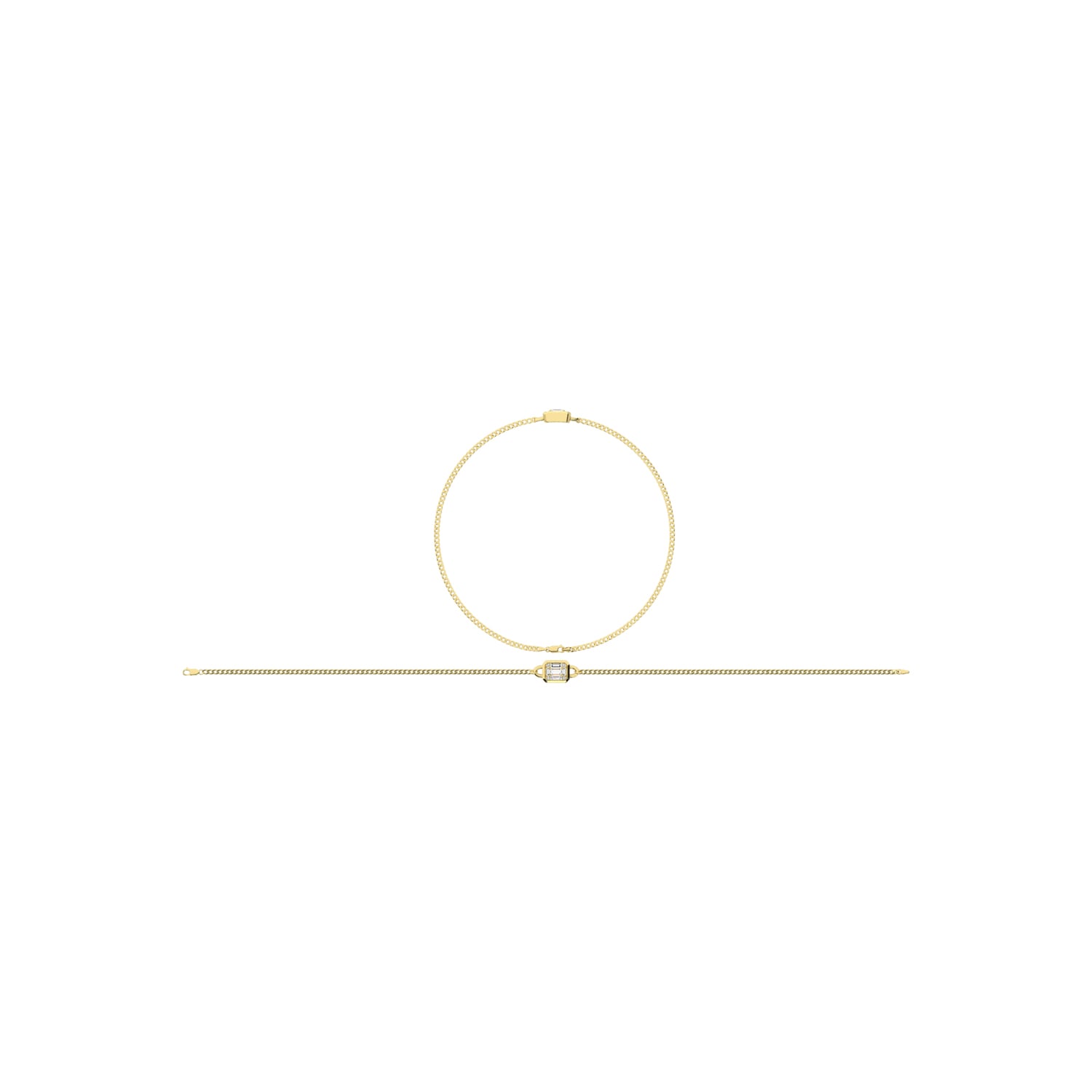 14K Yellow Gold Diamond 1/6 Ct.Tw. Cuban Bracelet