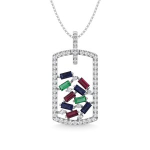 14K White Gold Diamond 1 1/2 Ct.Tw. Gemstone Pendant