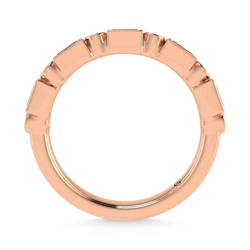14K Rose Gold 3/8 Ct.Tw. Alternate Diamond and Ruby Stackable Band