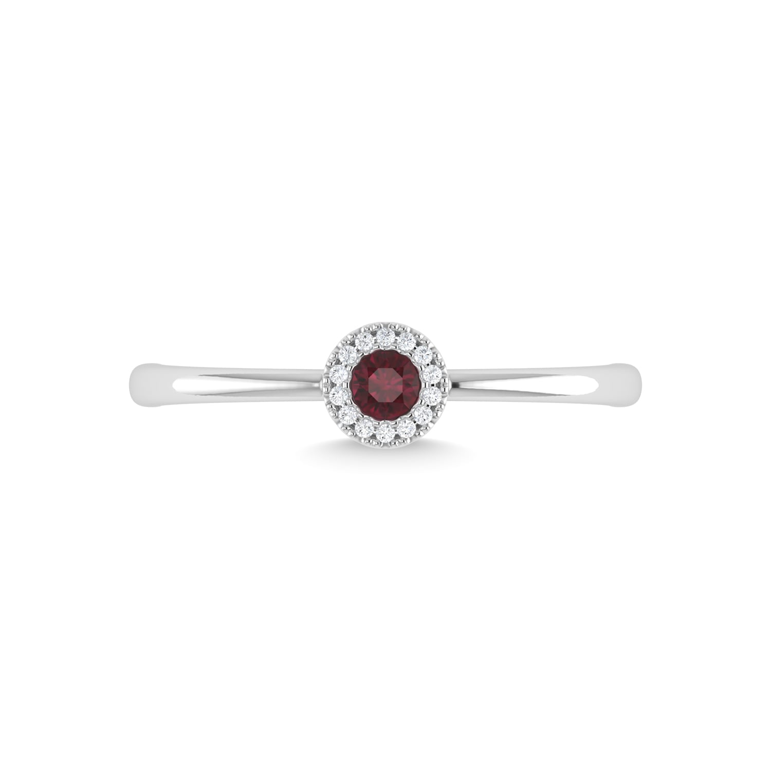 14K White Gold Ruby and Diamond 1/10 Ct.Tw. Fashion Ring