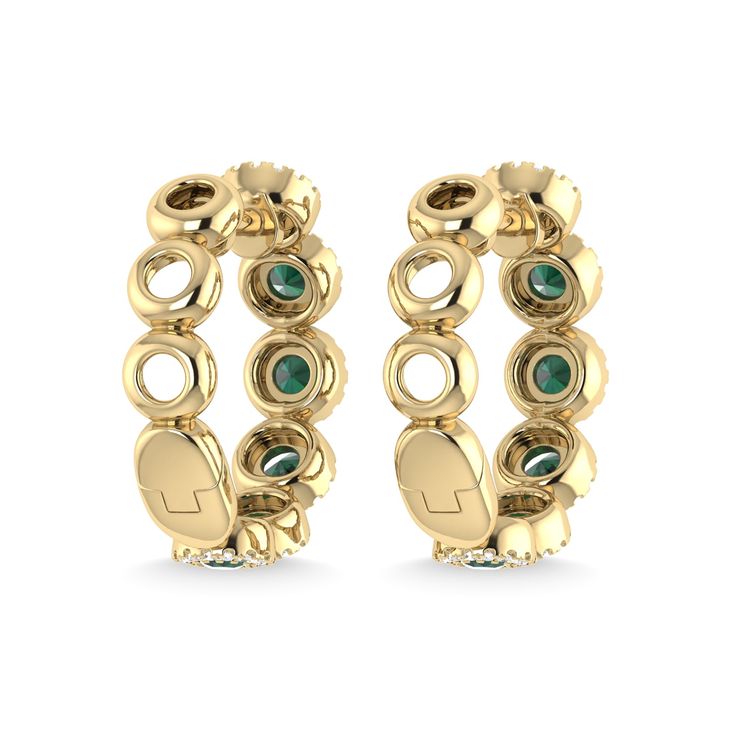 14K Yellow Gold Emerald and Diamond 1 1/8 Ct.Tw. Fashion Earrings