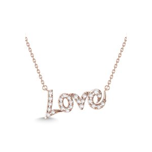 10K Rose Gold Diamond 1/10 Ct.Tw. LOVE Fashion Necklace