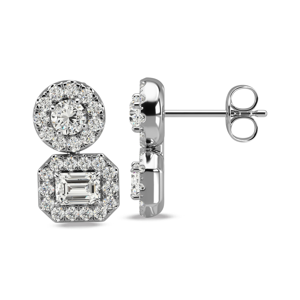 14K White Gold Diamond 3/4 Ct.Tw Fashion Earrings