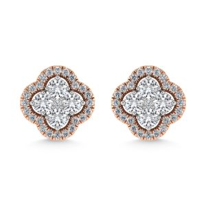 14K Rose Gold  1/2 Ct.Tw. Diamond Fashion Earrings