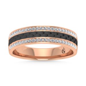 14K Rose Gold Diamond 1/3 Ct.Tw. Black Rhodium Band