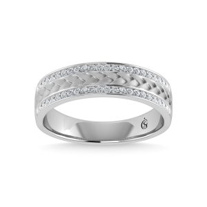 14K White Gold Diamond 1/3 Ct.Tw. Mens Machine Band