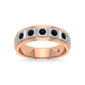 14K Rose Gold Diamond 1/2 Ct.Tw. With White Rhodium Facet Mens Machine Band
