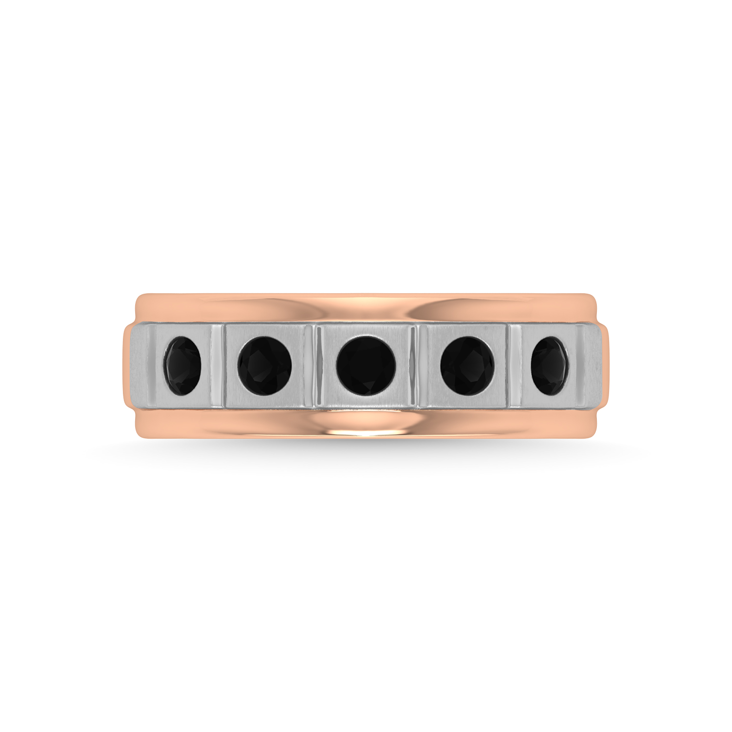 14K Rose Gold Diamond 1/2 Ct.Tw. With White Rhodium Facet Mens Machine Band