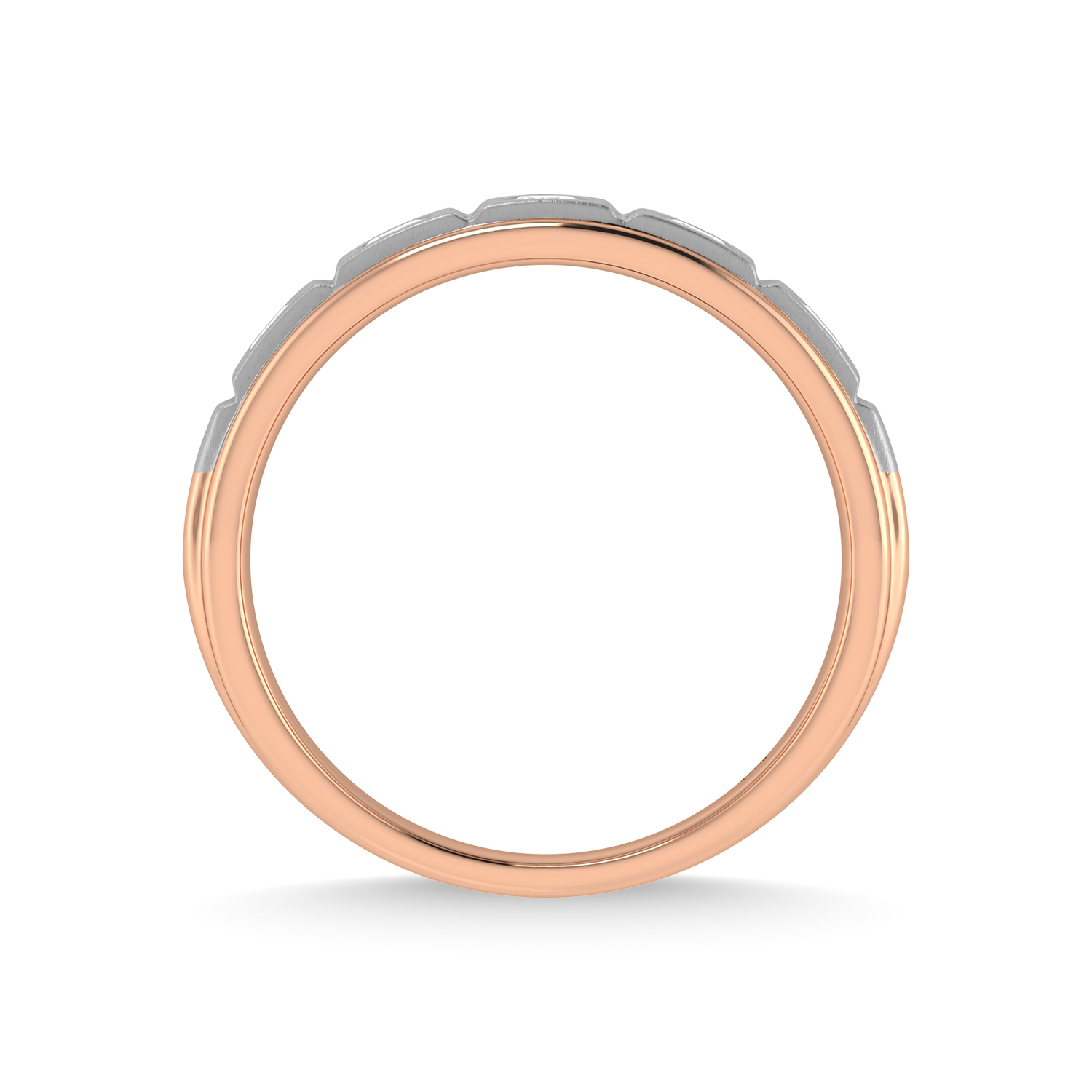 14K Rose Gold Diamond 1/2 Ct.Tw. With White Rhodium Facet Mens Machine Band