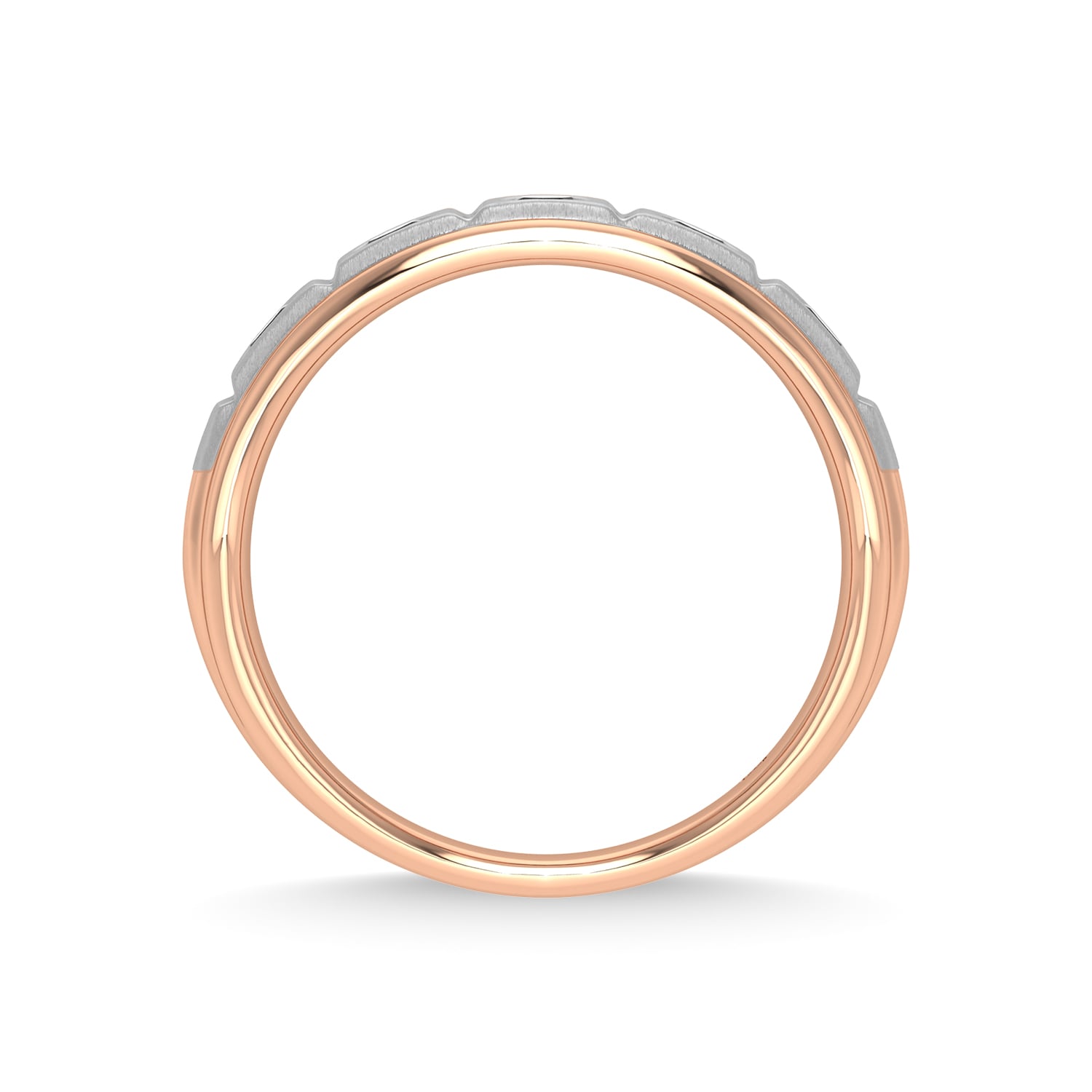 14K Rose Gold Diamond 1/2 Ct.Tw. With White Rhodium Facet Mens Machine Band