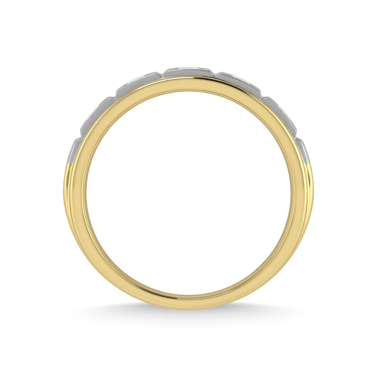14K Yellow Gold Diamond 1/2 Ct.Tw. With White Rhodium Facet Mens Machine Band