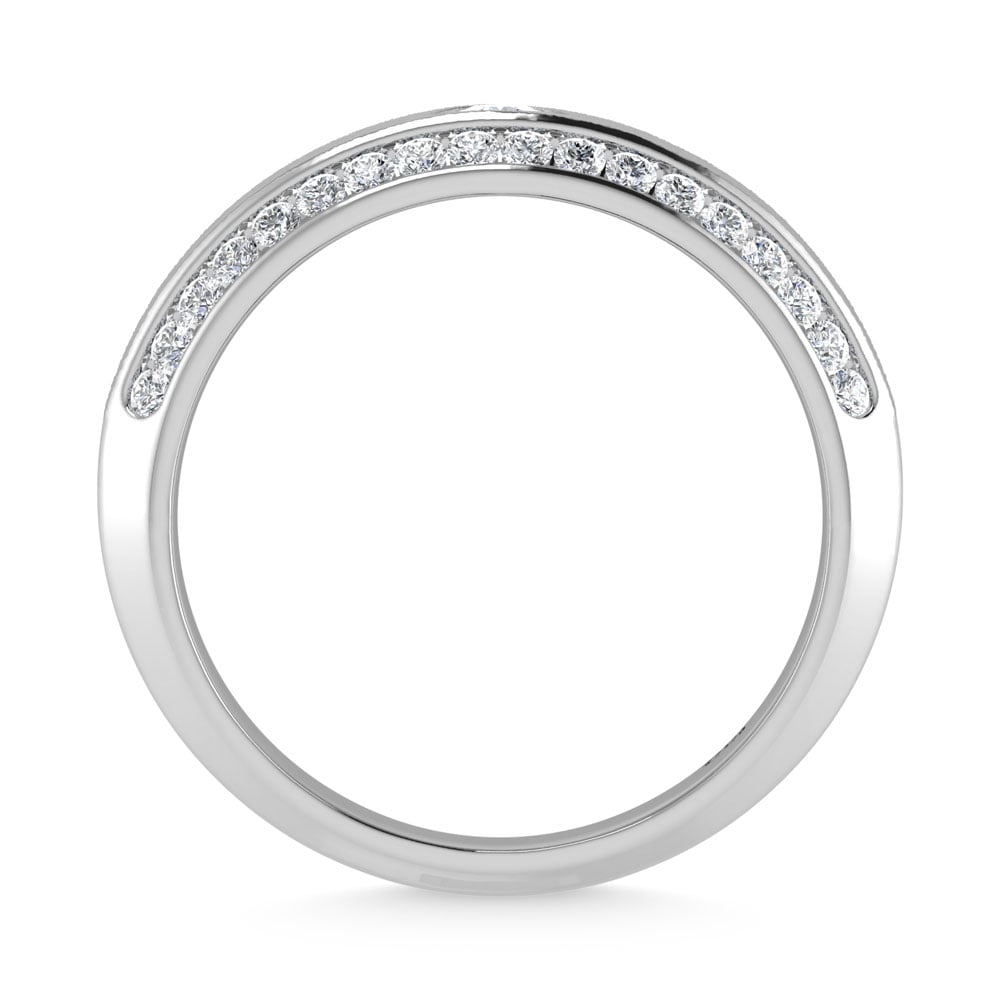14K White Gold Diamond 5/8 Ct.Tw. Channel and Bezel Set Mens Machine Band