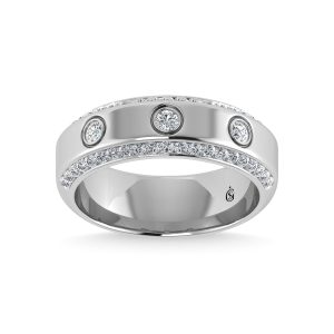 14K White Gold Diamond 3/4 Ct.Tw. Mens Machine Band