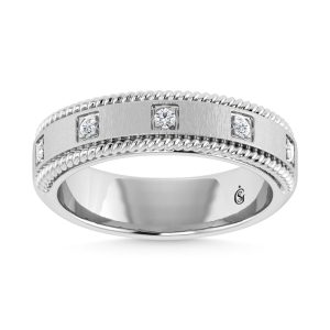 14K W Gold Diamond 1/6 Ct.Tw. Bezel Set Machine Band