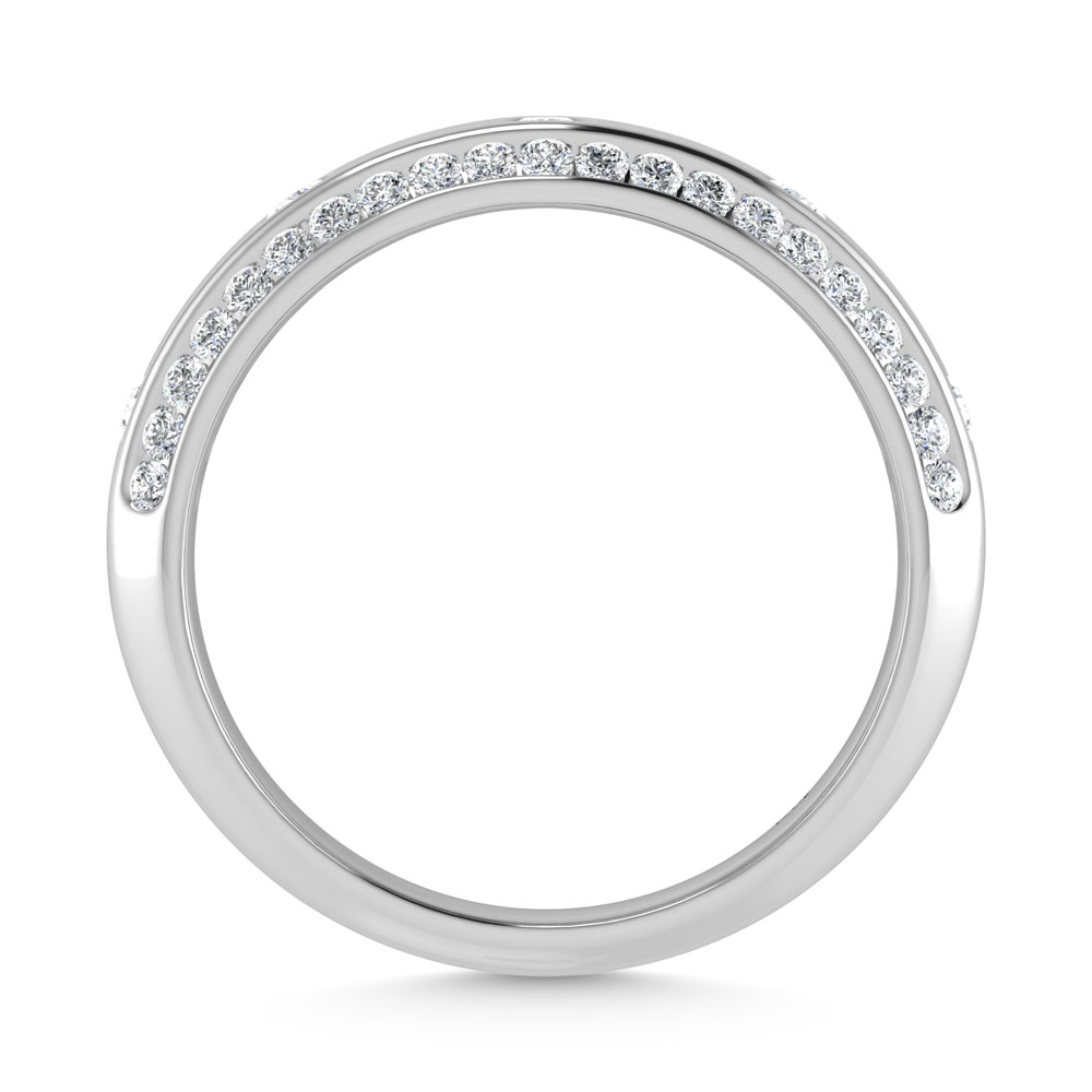 14K White Gold Diamond 3/4 Ct.Tw. Channel and Bezel Set Mens Machine Band