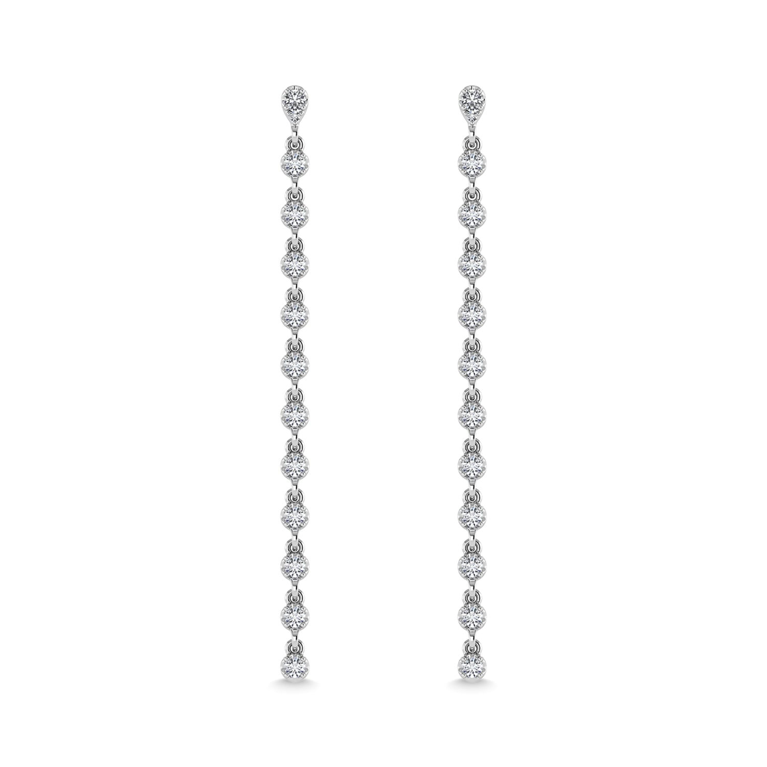 14K White Gold Diamond 3/4 Ct.Tw. Dangle Earrings