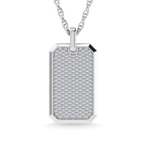 14K White Gold Diamond 7/8 Ct.Tw. Dog Tag Pendant