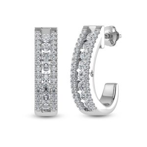 14K White Gold Diamond 1 1/4 Ct.Tw. Hoop Earrings