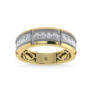 14K Two Tone Diamond 1/2 Ct.Tw. Mens Machine Band