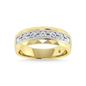 14K Two Tone Diamond 1/2 Ct.Tw. Mens Machine Fusion Band