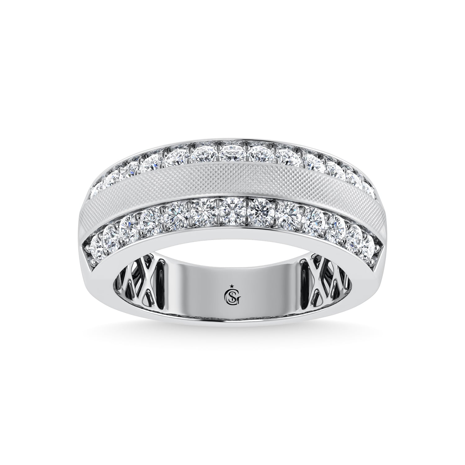 14K White Gold Diamond 1 Ct.Tw. Mens Ring
