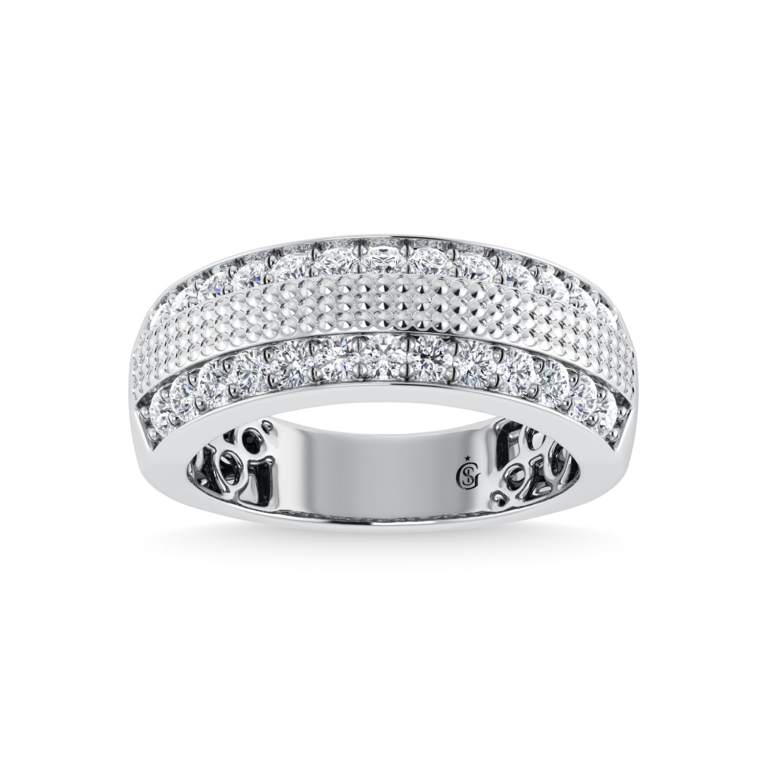 14K White Gold Diamond 1 Ct.Tw. Mens Ring