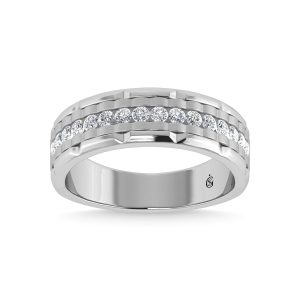 14K White Gold Diamond 1/2 Ct.Tw. Mens Machine Band