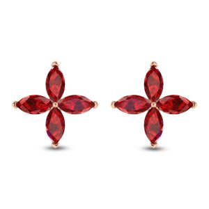 14K Rose Gold Diamond 1 3/8 Ct.Tw. & Ruby Fashion Earrings