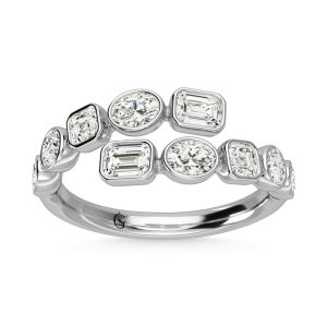 14K White Gold Diamond 1 3/8 Ct.Tw. Fancy Cut Fashion Ring