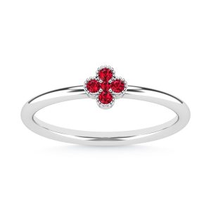 14K White Gold Ruby 1/10 Ct.Tw. Stackable Band